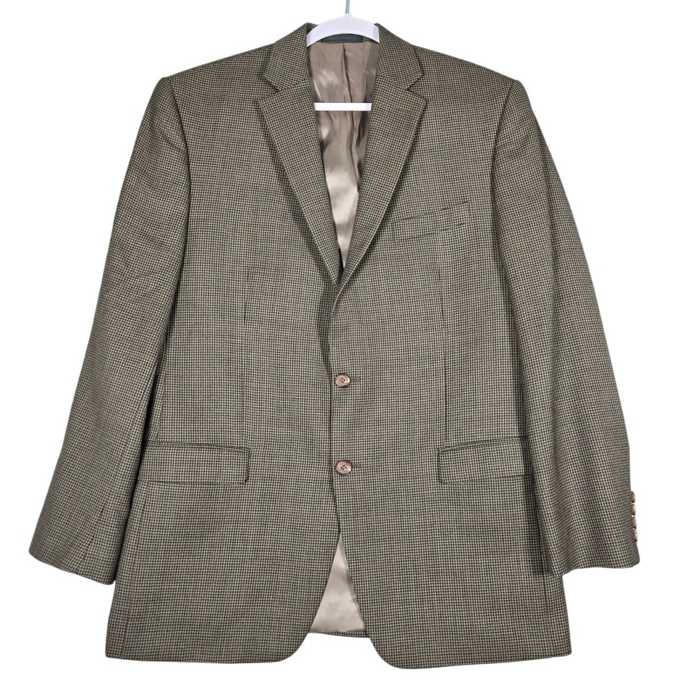 Lauren Ralph Lauren Sport Coat Mens Brown Houndstooth Plaid Blazer Long Jacket